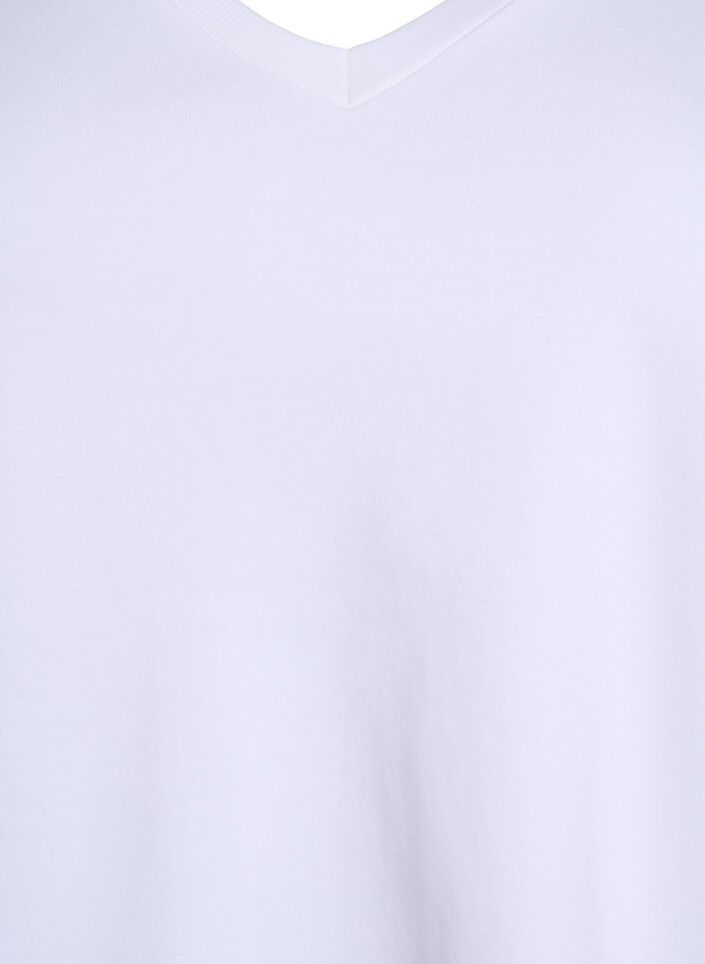Basis t-shirt i økologisk bomuld med V-hals, Hvid, Packshot image number 2