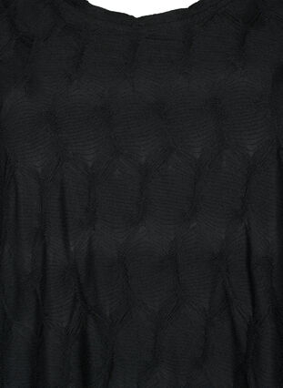 FLASH - Kjole med struktur og 3/4 ærmer, Black, Packshot image number 2