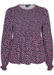 Bluse med smockoverdel og blomsterprint, Bl&aring;, Packshot image number 0