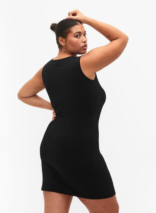 Ærmeløs kjole med slim fit, Black, Model image number 1