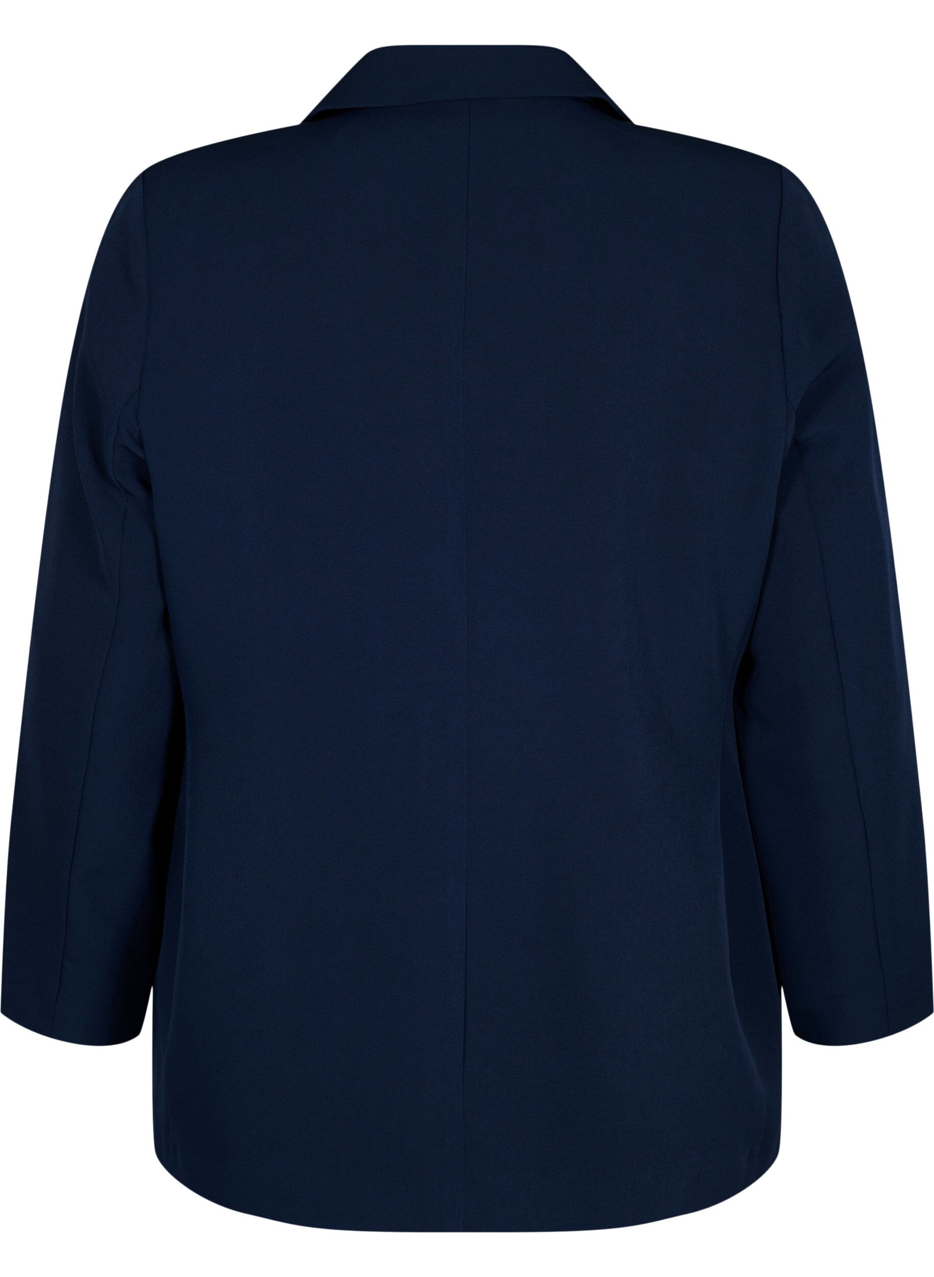 Zizzi Klassisk blazer med knaplukning, Navy Blazer, Packshot image number 1