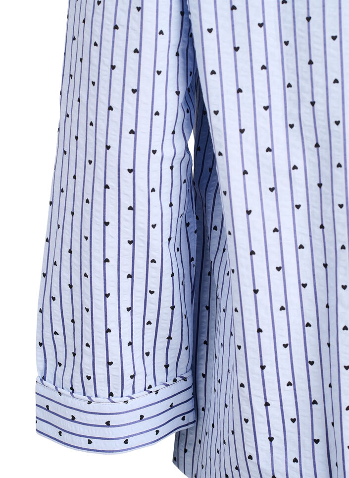 Pyjamasskjorte i b&aelig;k og b&oslash;lge med lange &aelig;rmer, Bl&aring;, Packshot image number 3