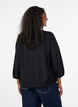 Bluse med struktur og 3/4 &aelig;rmer, Sort, Model image number 2