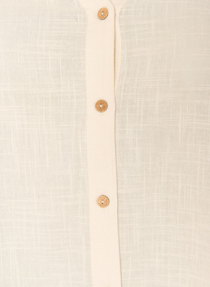 Skjortebluse i bomuld med v-udsk&aelig;ring, Vanilla, Packshot image number 2