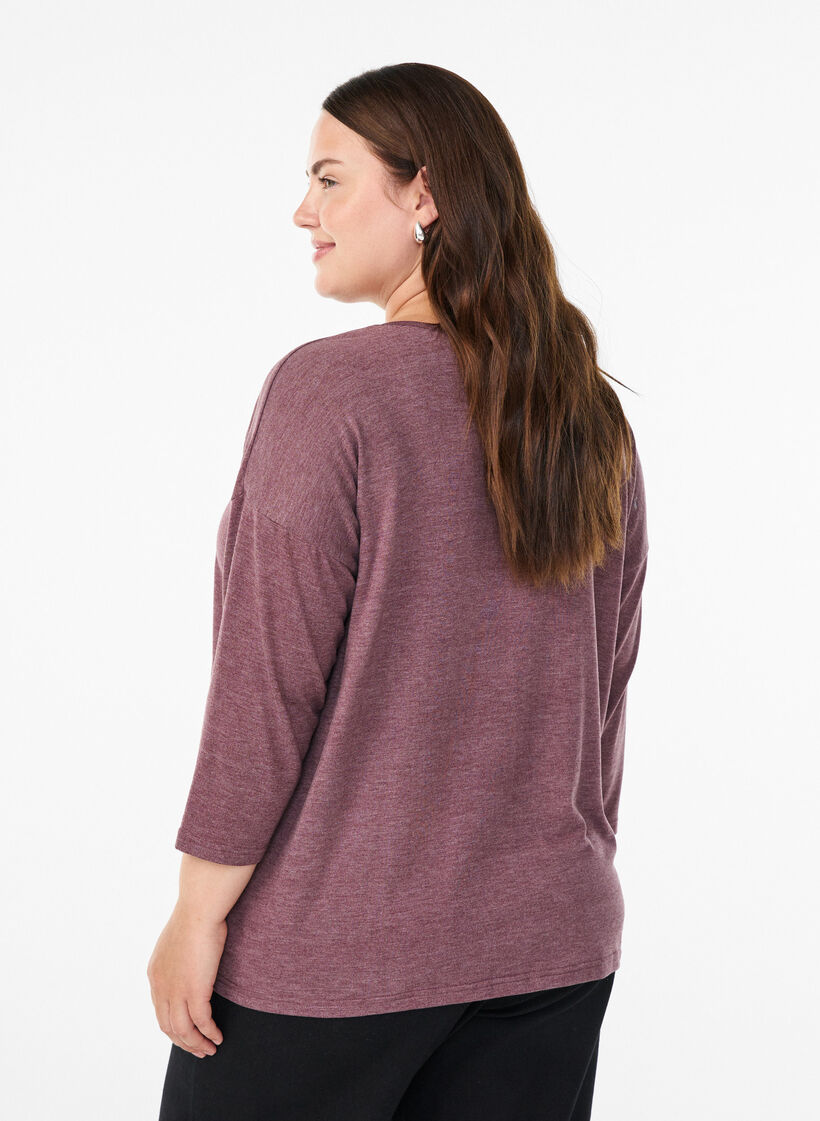 Jerseybluse med 3/4 &aelig;rmer, R&oslash;d, Model image number 2