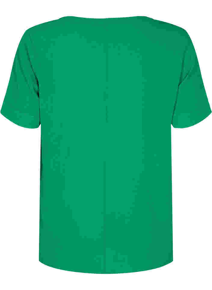 Kortærmet bluse med v-udskæring, Jolly Green, Packshot image number 1