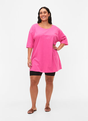 Oversize bomulds t-shirt med tryk, Shocking Pink ÉTOILÉ, Model image number 2