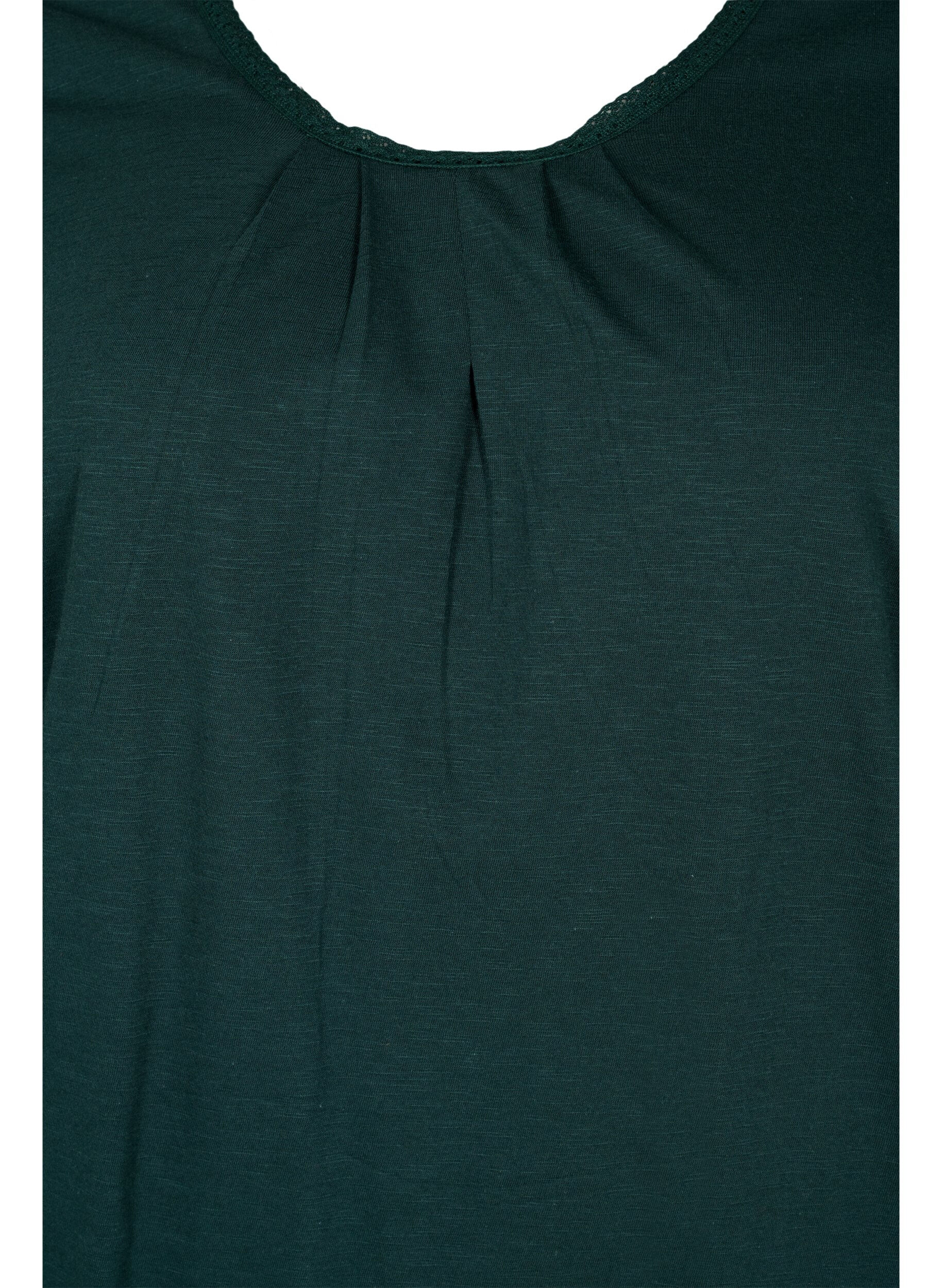 Zizzi Bomuldsbluse med 3/4 &aelig;rmer, Scarab, Packshot image number 2