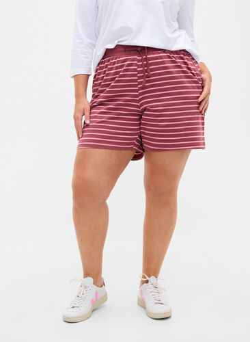 Bomulds shorts med lommer, Apple Butter Stripe, Model image number 1