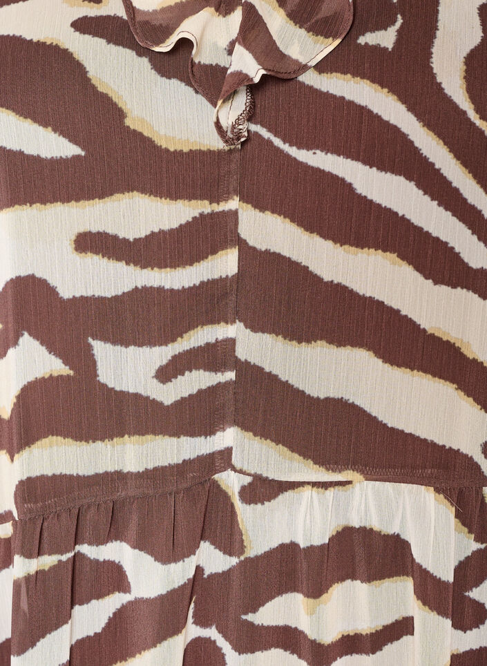 Chiffonbluse med zebram&oslash;nster og fl&aelig;ser, Brun, Packshot image number 2