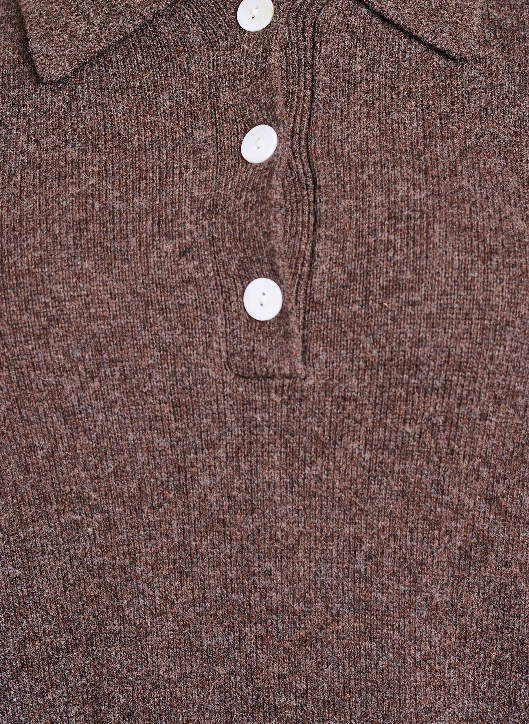 Zizzi Strikbluse i bl&oslash;d merino-blanding med polokrave , Brun, Packshot image number 2