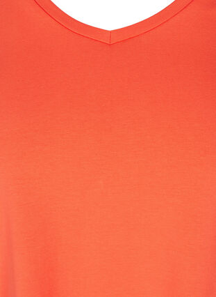 Basis t-shirt med v-hals, Living Coral, Packshot image number 2
