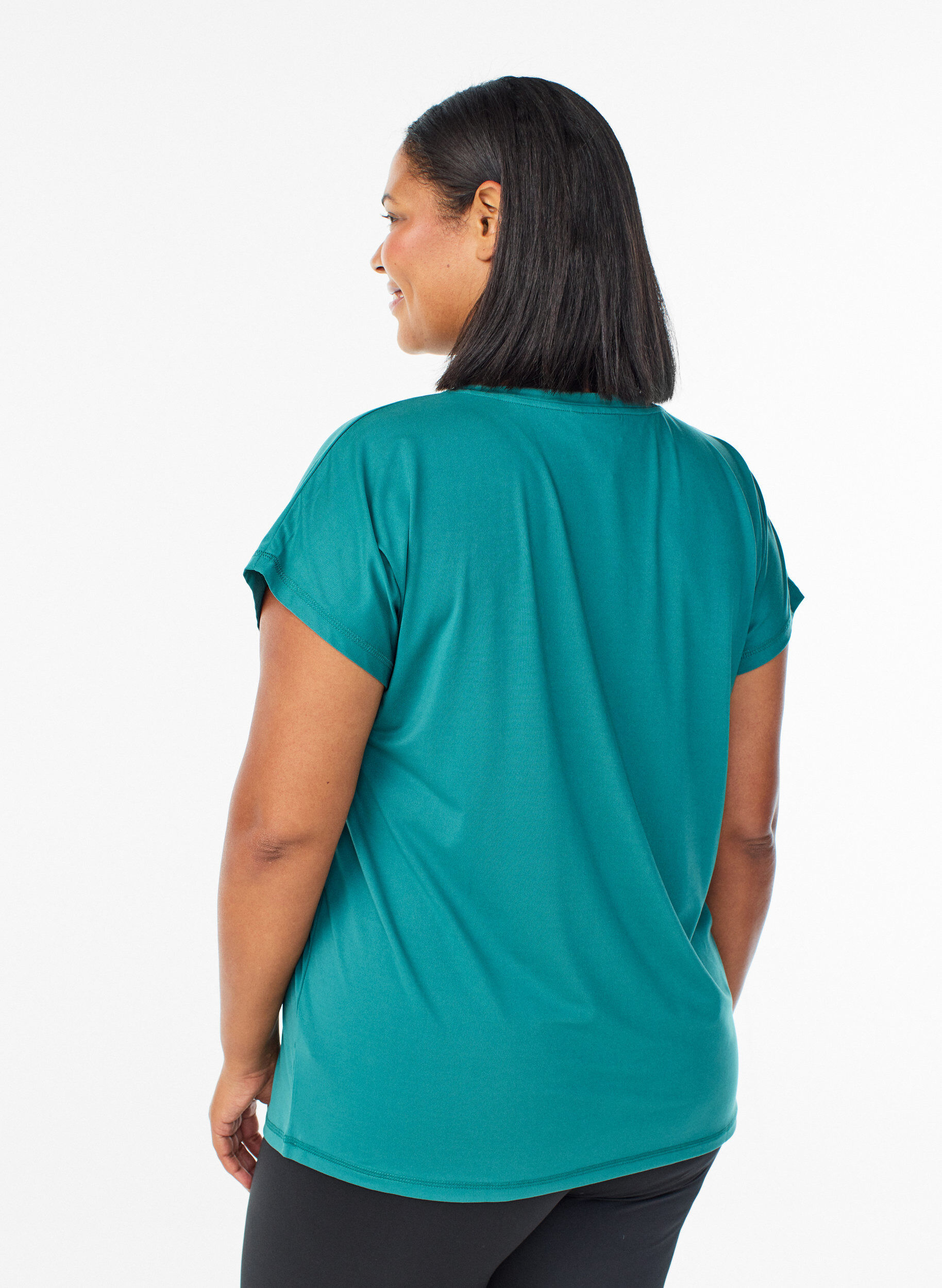 ZizziEnsfarvet tr&aelig;nings t-shirt, Bl&aring;, Model image number 2