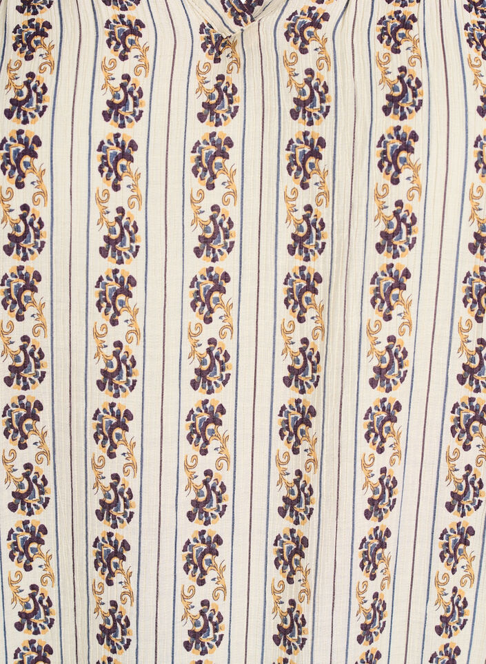 Bluse med print og smockkant, Egret AOP, Packshot image number 2