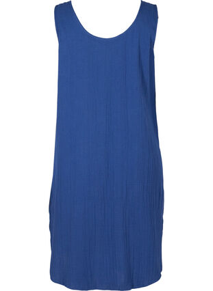 Ærmeløs bomulds kjole med a-form , Twilight Blue, Packshot image number 1