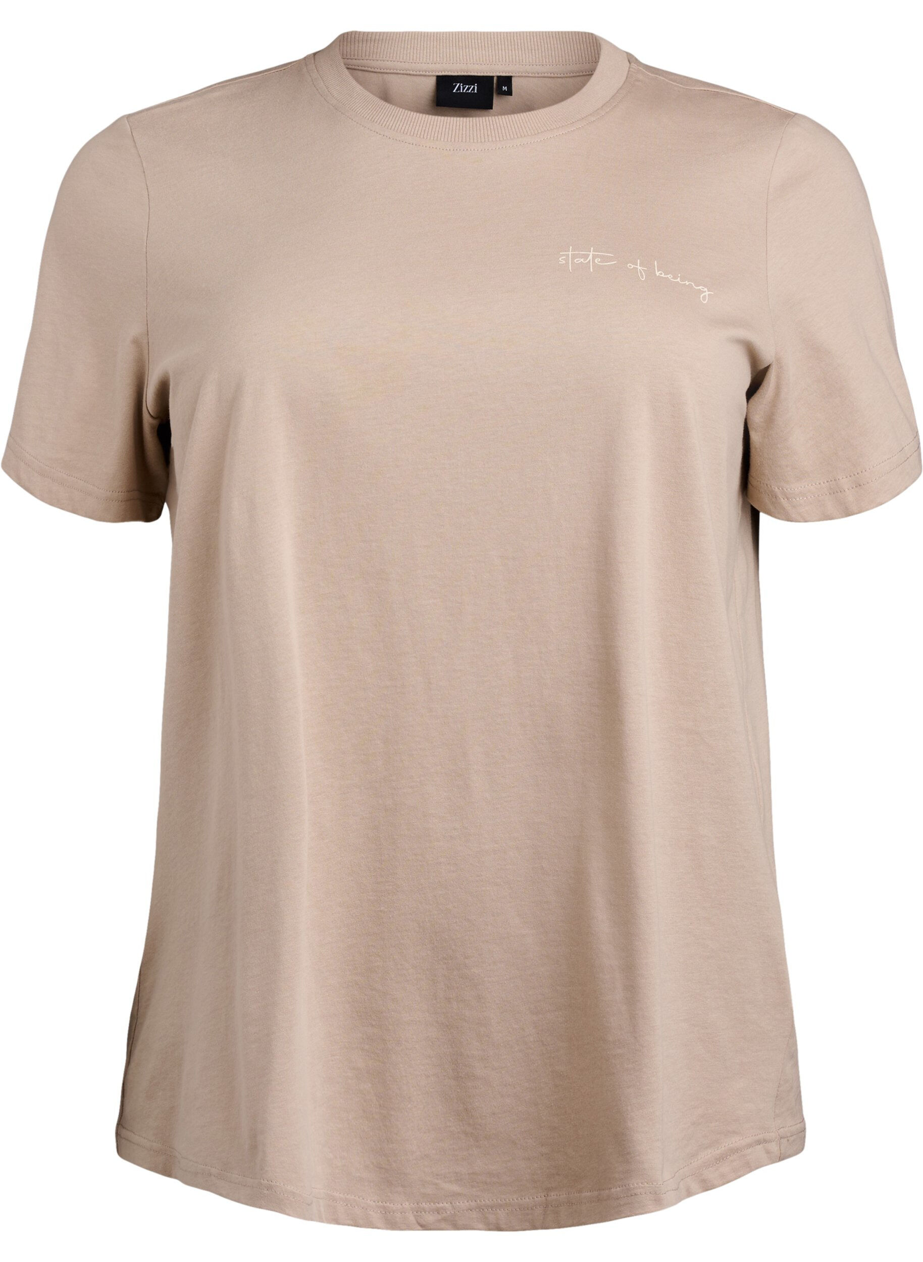 Zizzi Basis t-shirt i bomuld med rund hals, Brun, Packshot image number 0