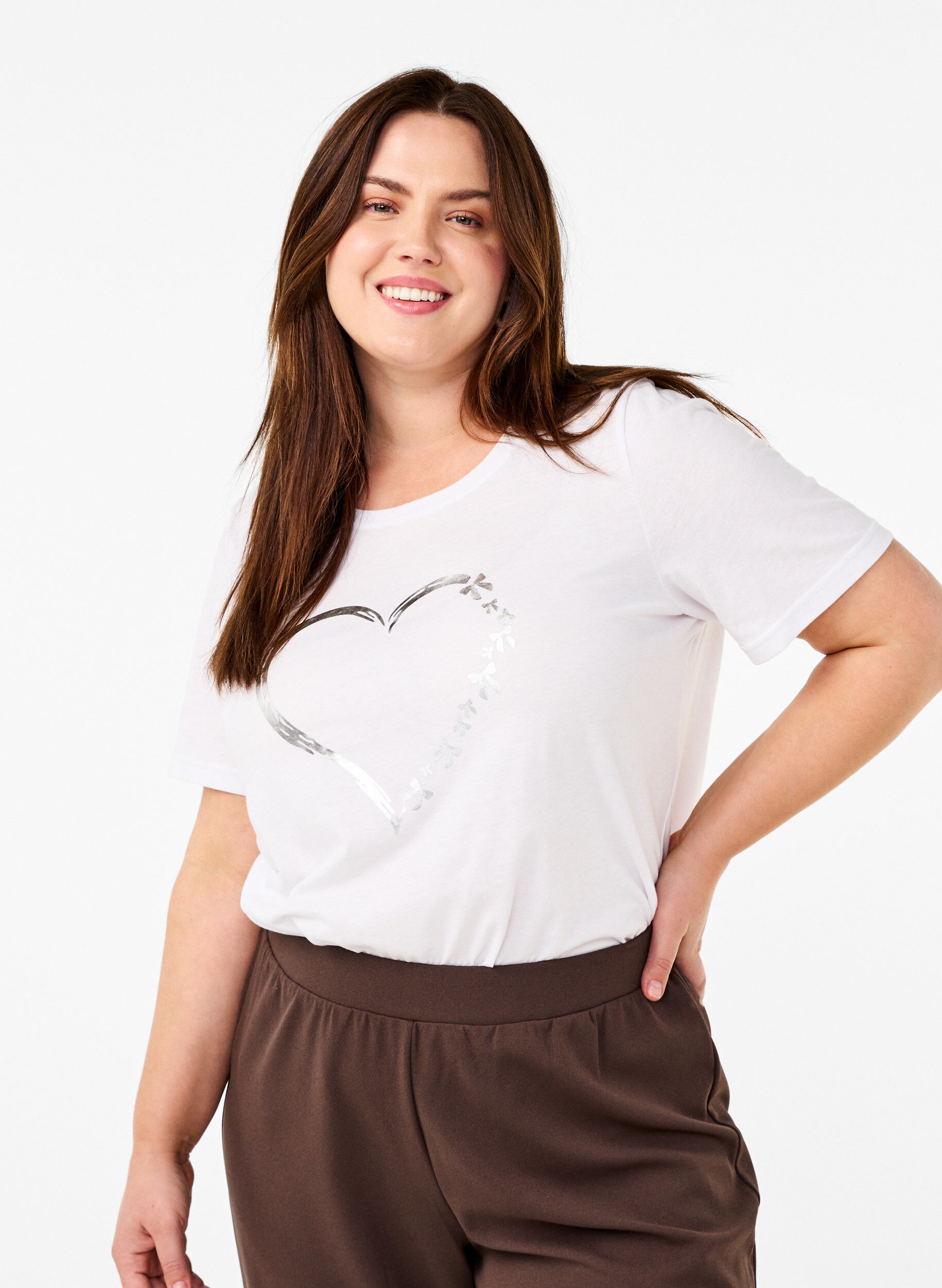 Zizzi FLASH - T-shirt med motiv, Hvid, Model image number 0