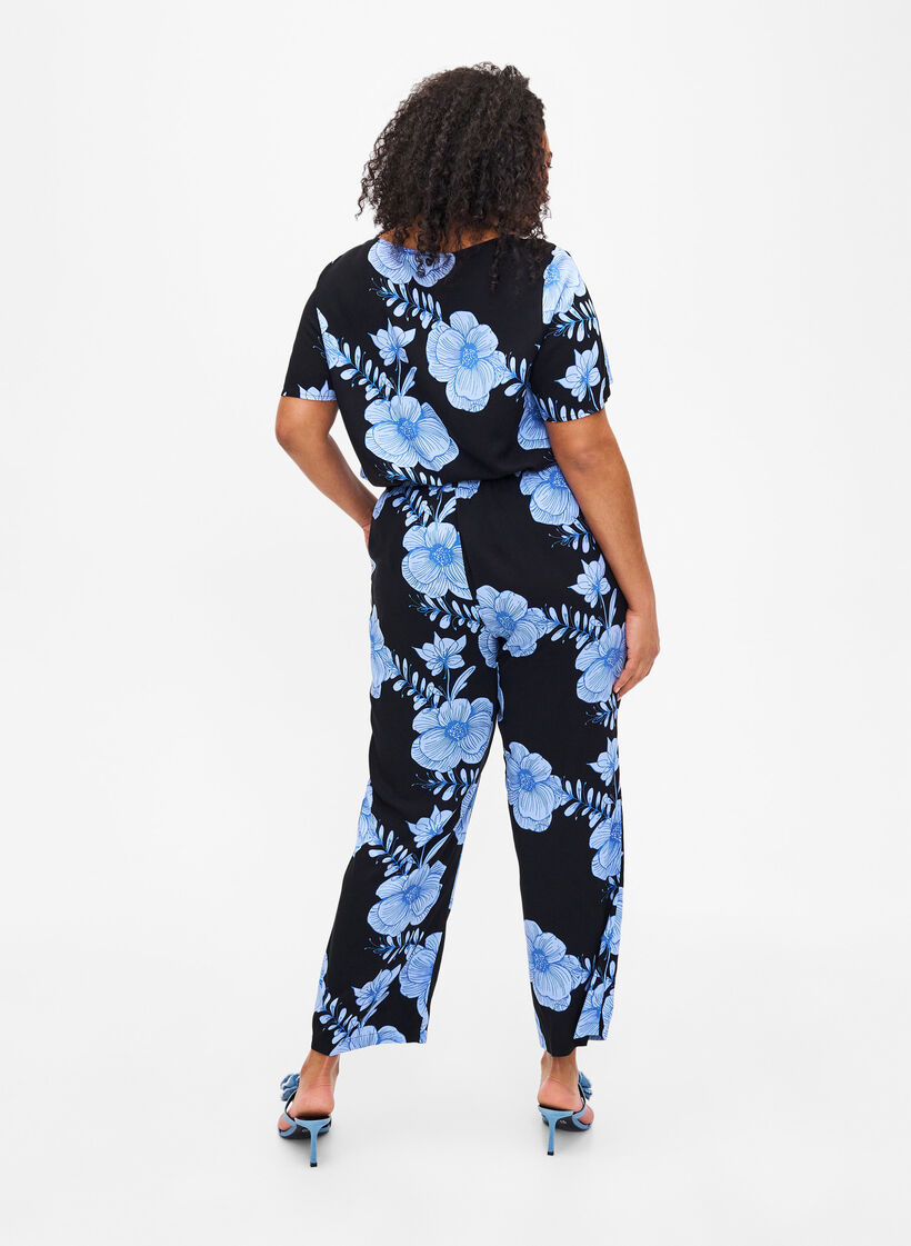 FLASH - Bukser i viskose med høj talje, Sort, Model image number 1