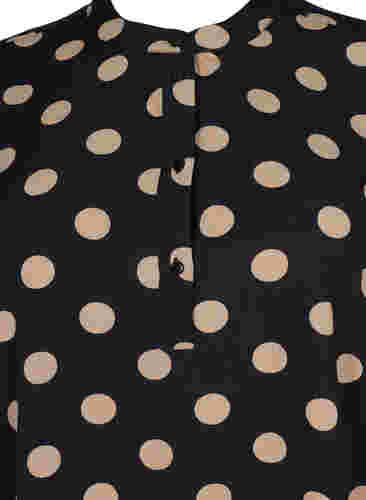 FLASH - Prikket tunika med korte ærmer, Black Brown Dot, Packshot image number 2