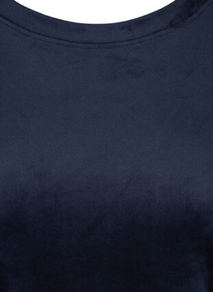 Langærmet velour bluse med bindedetalje, Navy Blazer, Packshot image number 2