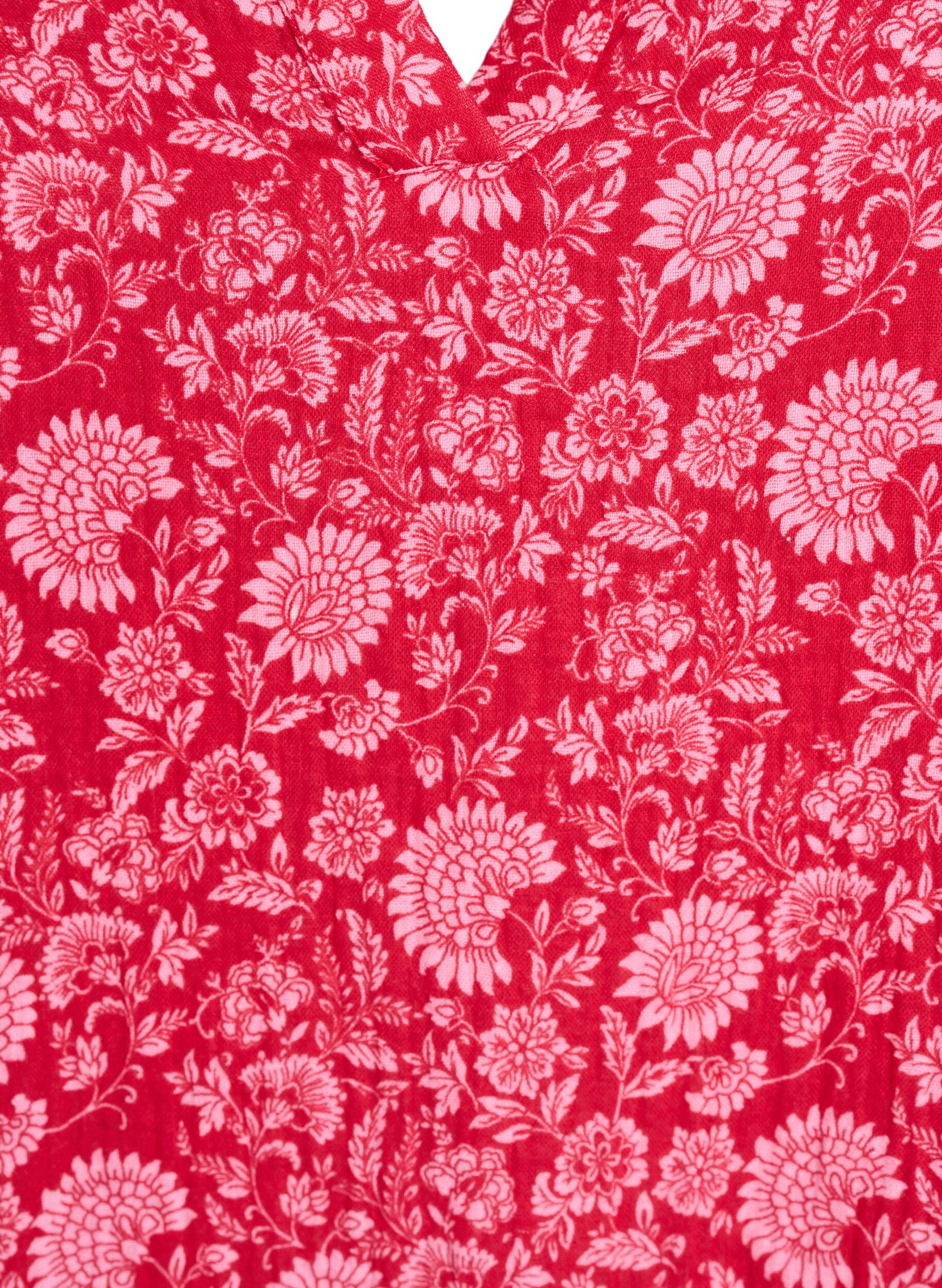 ZizziKort kjole i bomuldsmusselin med A-facon, R&oslash;d, Packshot image number 2