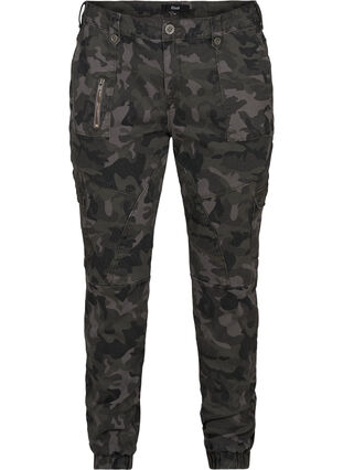 Cargo bukser med camouflage print, Camouflage, Packshot image number 0