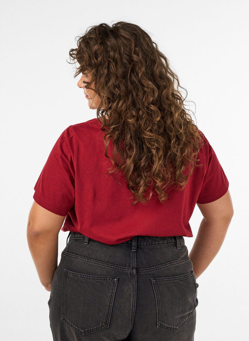 Jule t-shirt i &oslash;kologisk bomuld, R&oslash;d, Model image number 2