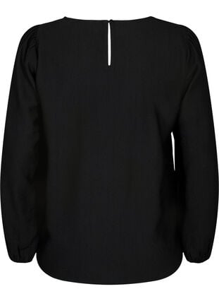 Bluse i viskose med crochet detalje, Black, Packshot image number 1