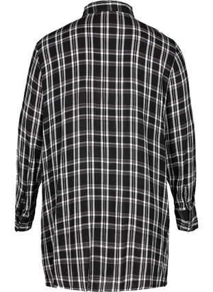 Lang ternet skjorte i viskose, Black/White CH, Packshot image number 1