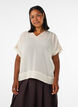 Bluse i b&aelig;k og b&oslash;lge med V-udsk&aelig;ring, Beige, Model image number 0