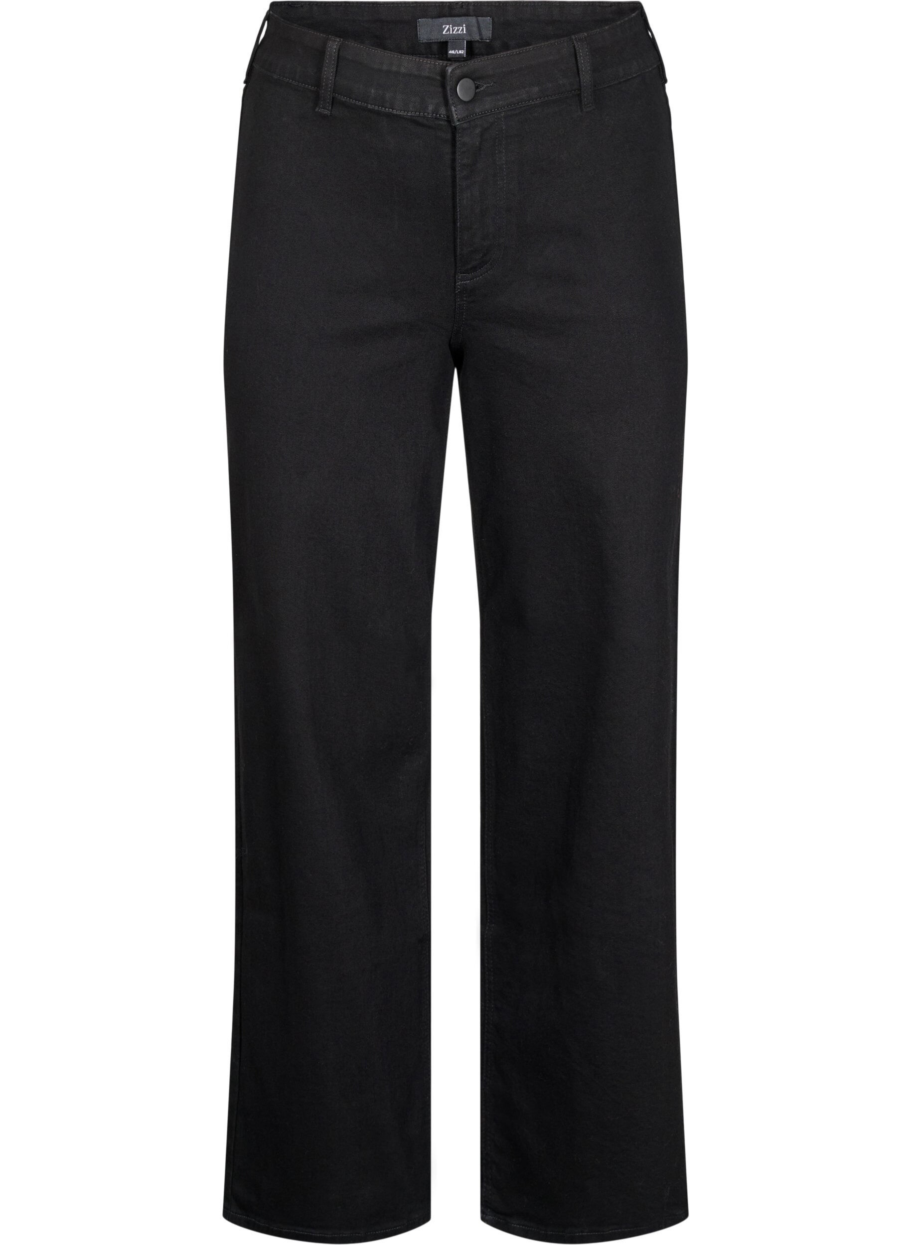 Zizzi H&oslash;jtaljede jeans med vide ben, Sort, Packshot image number 0