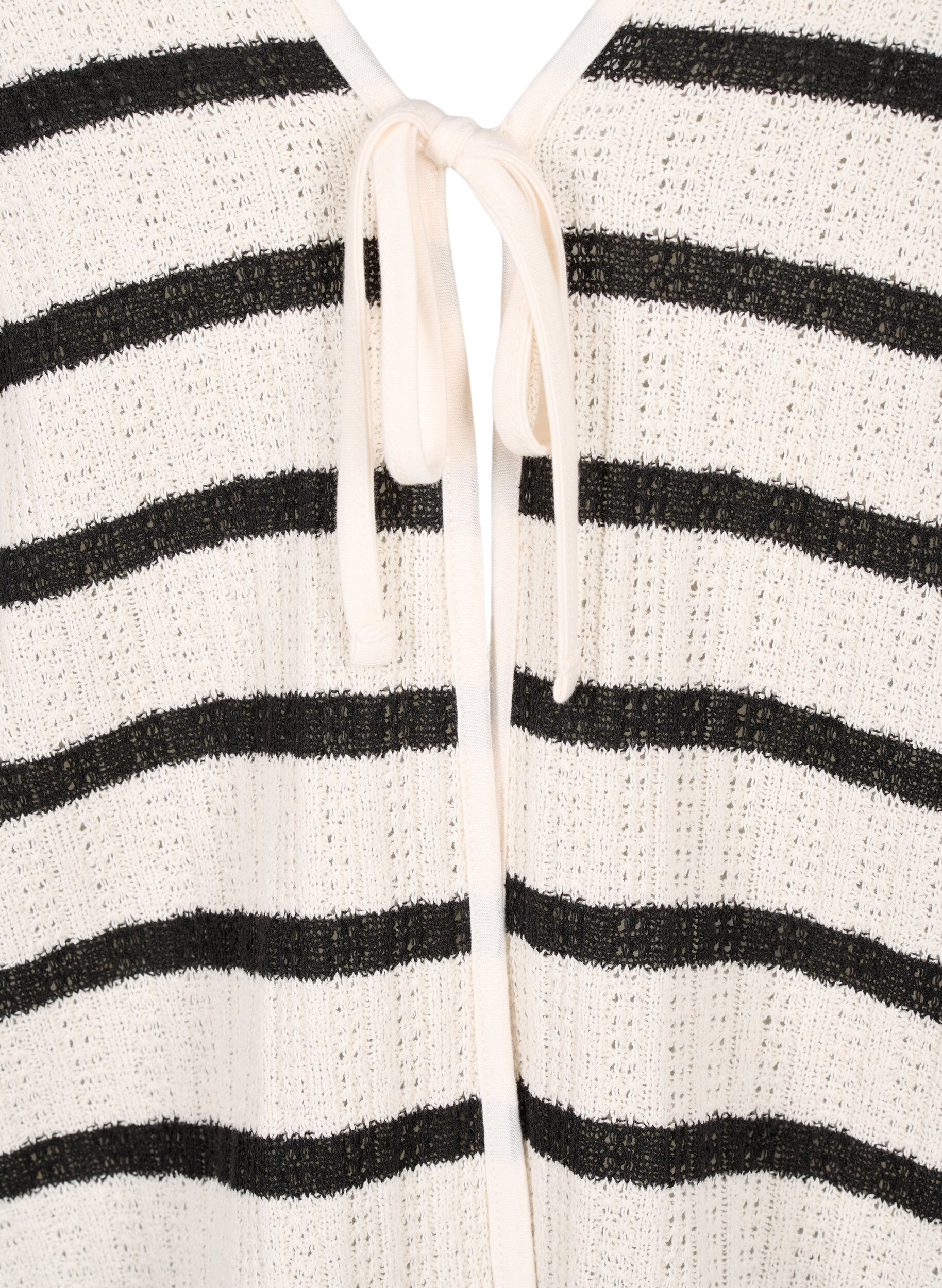 Zizzi Stribet cardigan med bindeb&aring;nd, Sand Black Stripe, Packshot image number 2