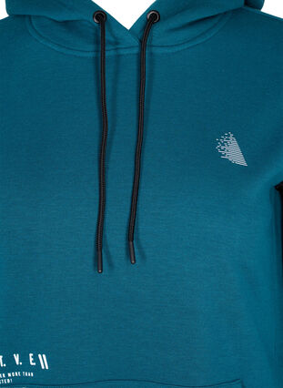 Lang sweatshirt med slids og lomme, Deep Teal, Packshot image number 2