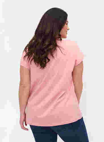 Bomulds t-shirt med printdetaljer, Blush mel Leaf, Model image number 1