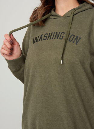 Sweatshirt med hætte og tryk, Army Mel., Model image number 2