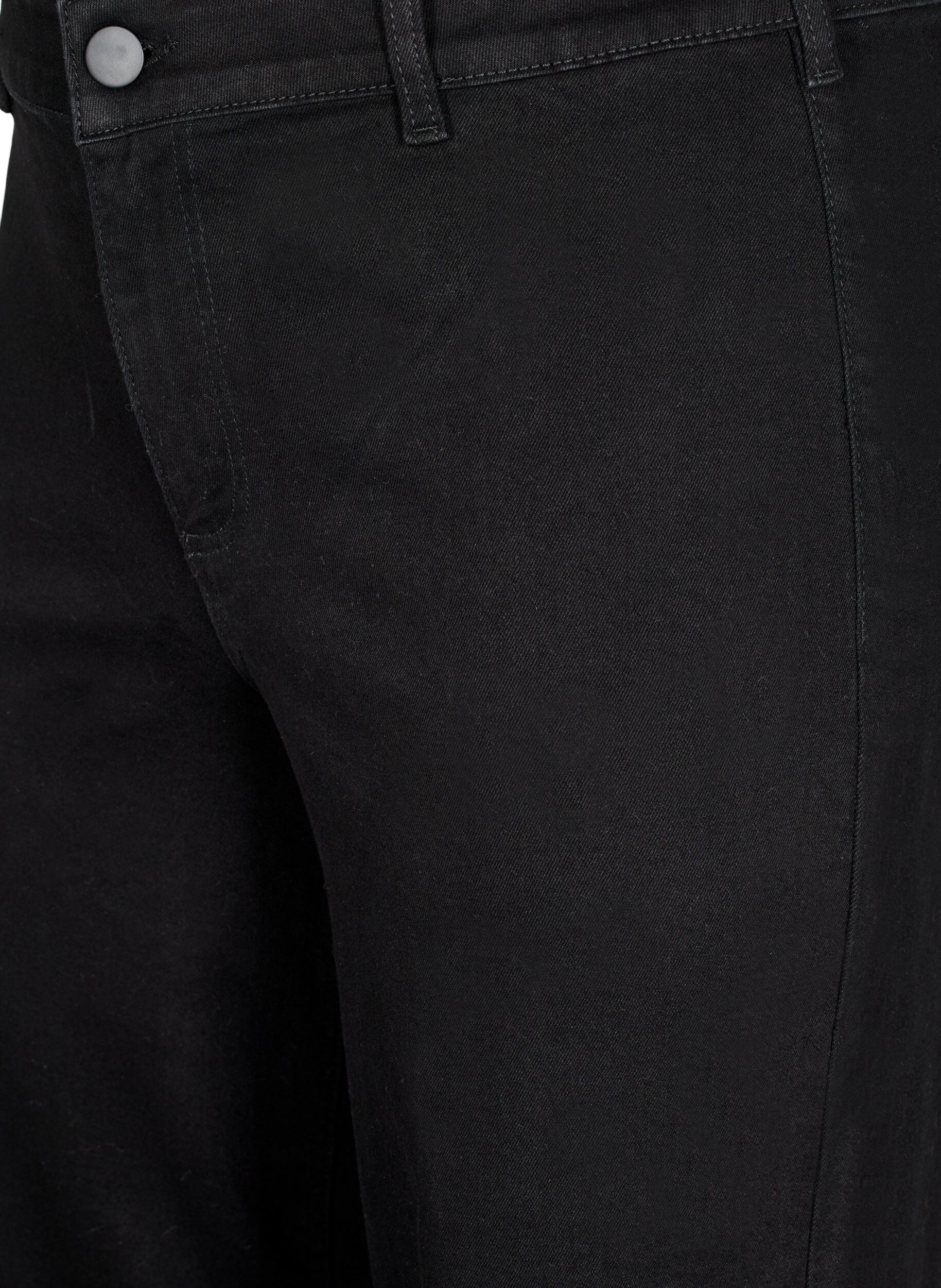 ZizziH&oslash;jtaljede jeans med vide ben, Sort, Packshot image number 2