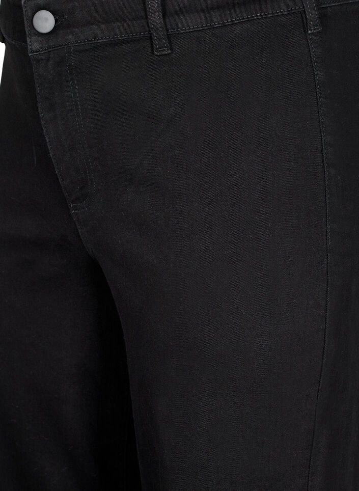 H&oslash;jtaljede jeans med vide ben, Sort, Packshot image number 2