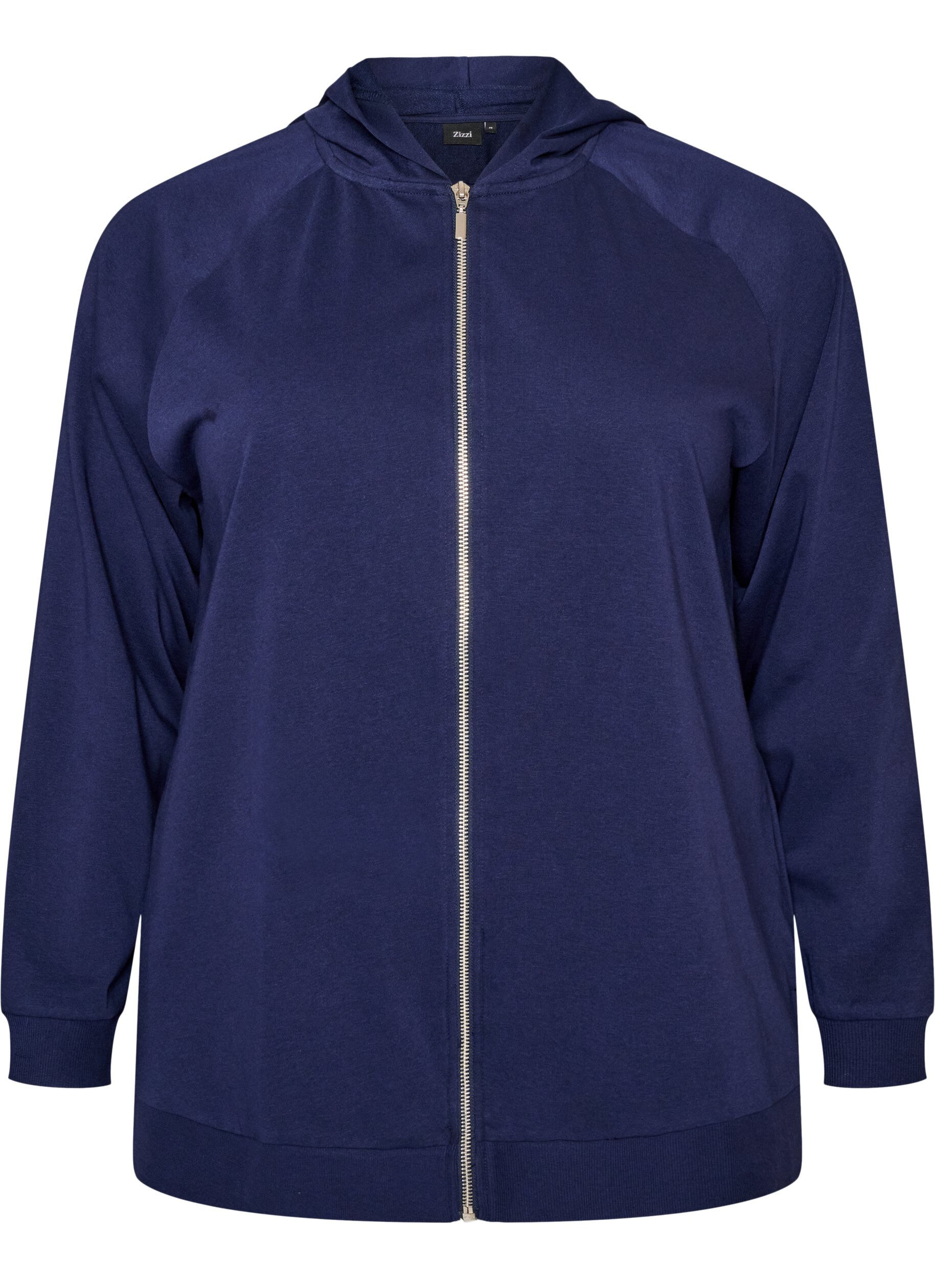 ZizziSweatcardigan med h&aelig;tte og lommer, Bl&aring;, Packshot image number 0