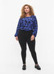 Langærmet bluse med flæser, Black Blue AOP, Model image number 2