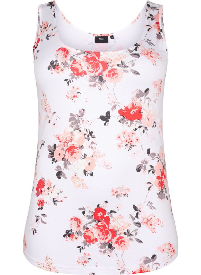 Blomstret tanktop i viskose, White AOP flower, Packshot image number 0