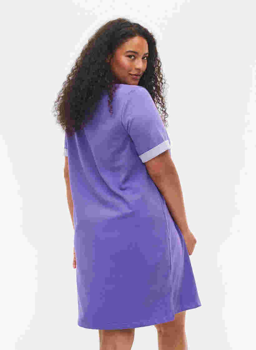 Sweatkjole med korte ærmer og slids, Ultra Violet, Model image number 1