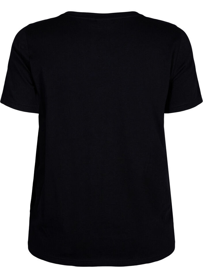 T-shirt i bomuld med print og rund hals , Black W. Love, Packshot image number 1