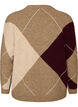 Strikbluse med harlekinm&oslash;nster, Brun, Packshot image number 1