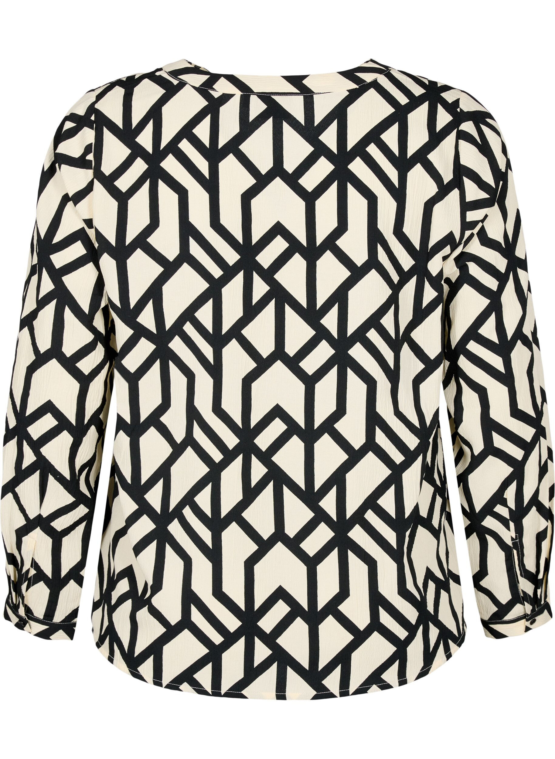 Zizzi FLASH - Lang&aelig;rmet bluse med print, Birch Black Graphic, Packshot image number 1