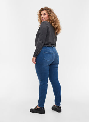 Dual core Amy jeans med høj talje, Blue denim, Model image number 1
