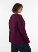 Strikbluse med V-formet ribm&oslash;nster og slidser, R&oslash;d, Model image number 2