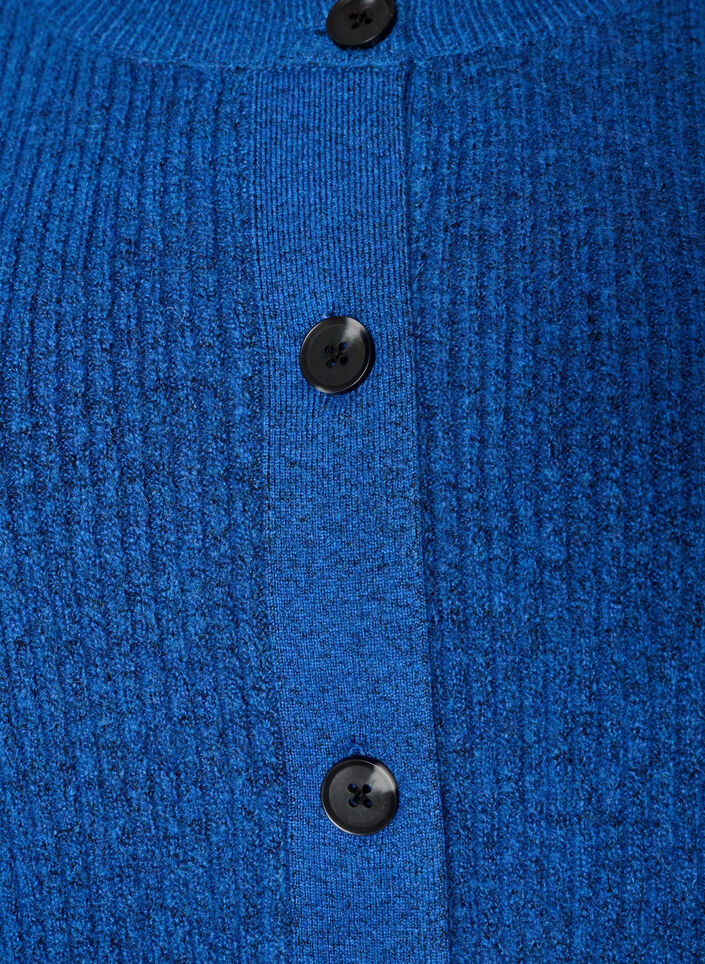 Ribstrikket cardigan med knapper, Bl&aring;, Packshot image number 2
