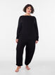 Natbluse i viskose med lange &aelig;rmer, Sort, Model image number 1