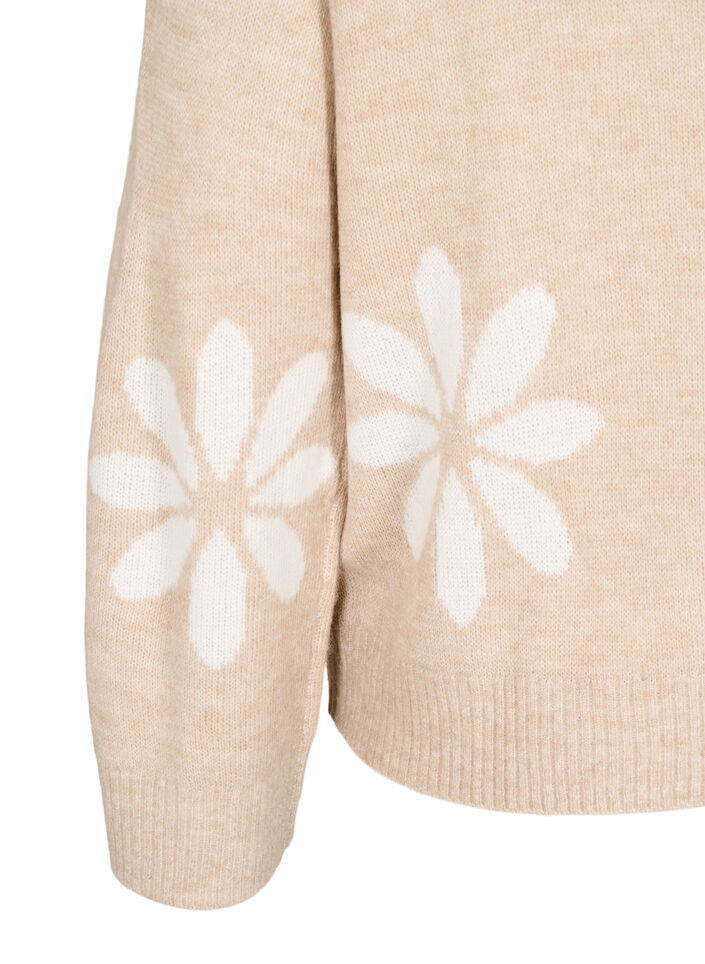 Strikbluse med blomster, Simply Taupe Comb, Packshot image number 3
