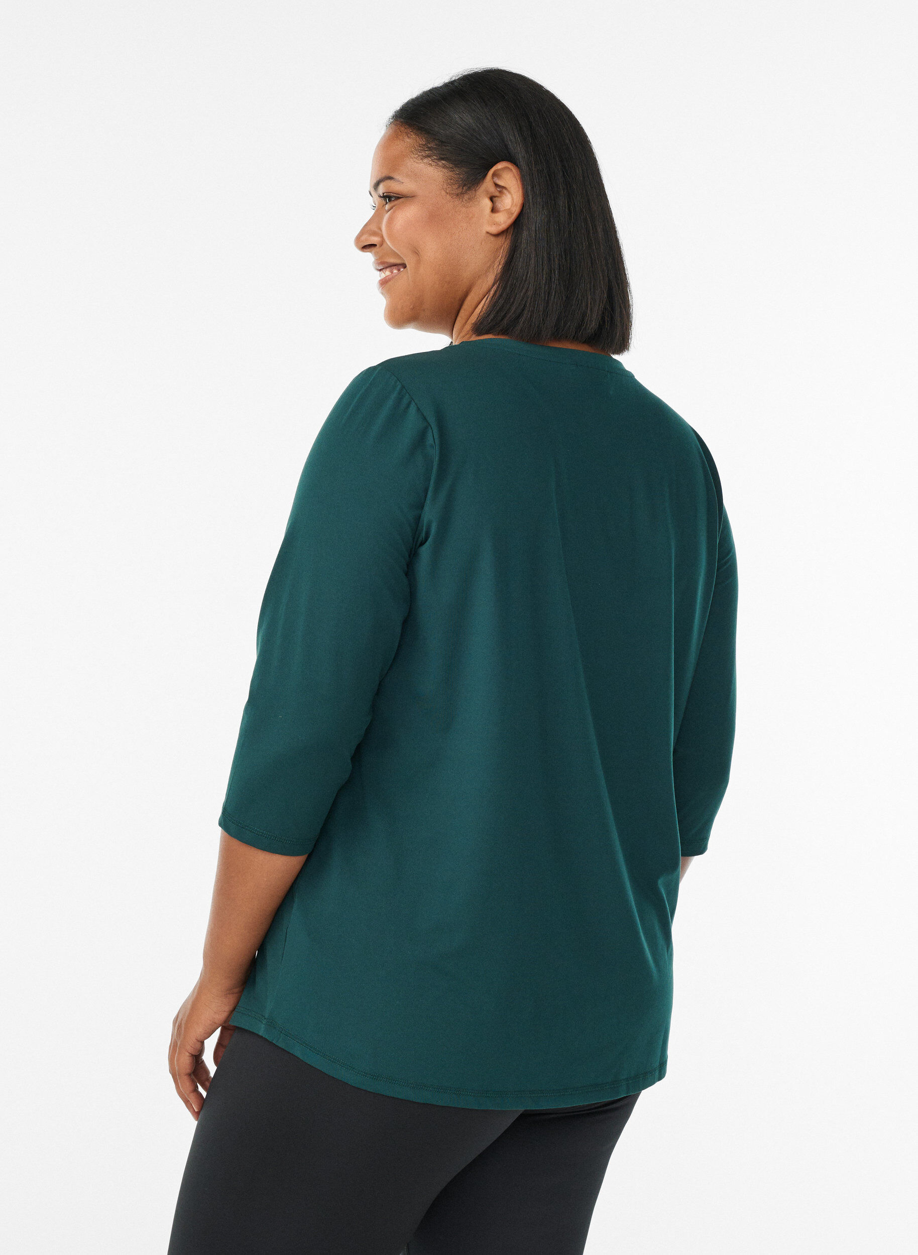 ZizziTr&aelig;ningsbluse med 3/4 &aelig;rmer, Gr&oslash;n, Model image number 2